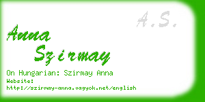 anna szirmay business card